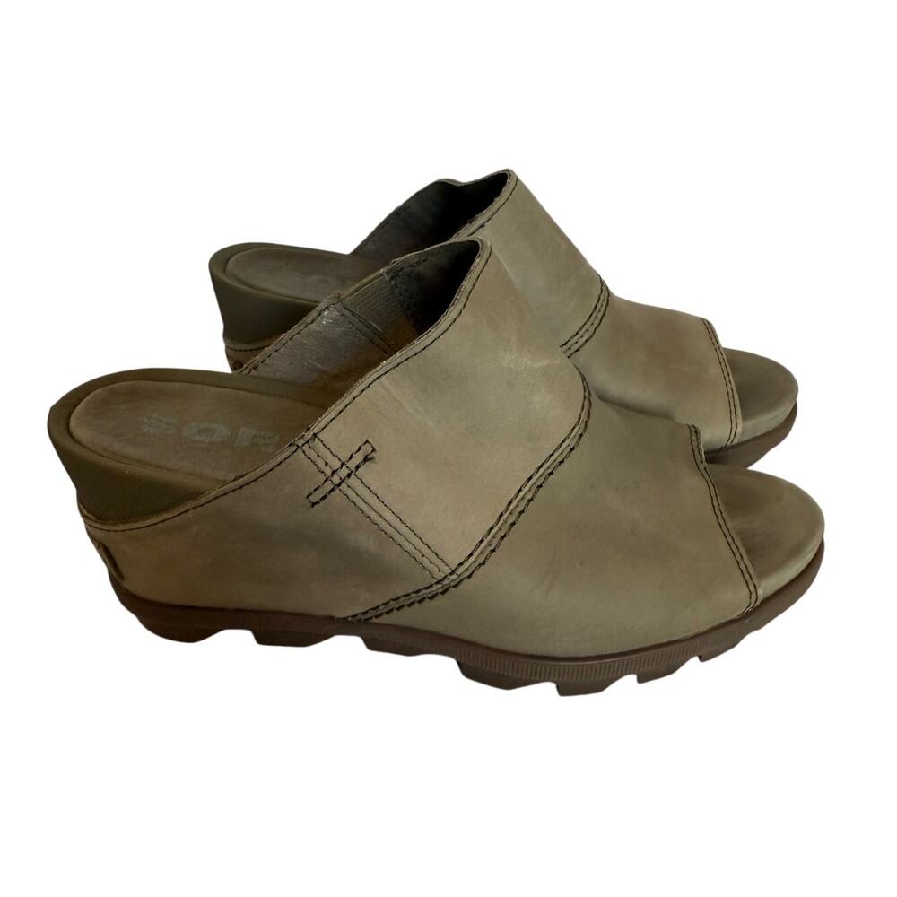 Sorel Women's Taupe Leather Slide Sandals